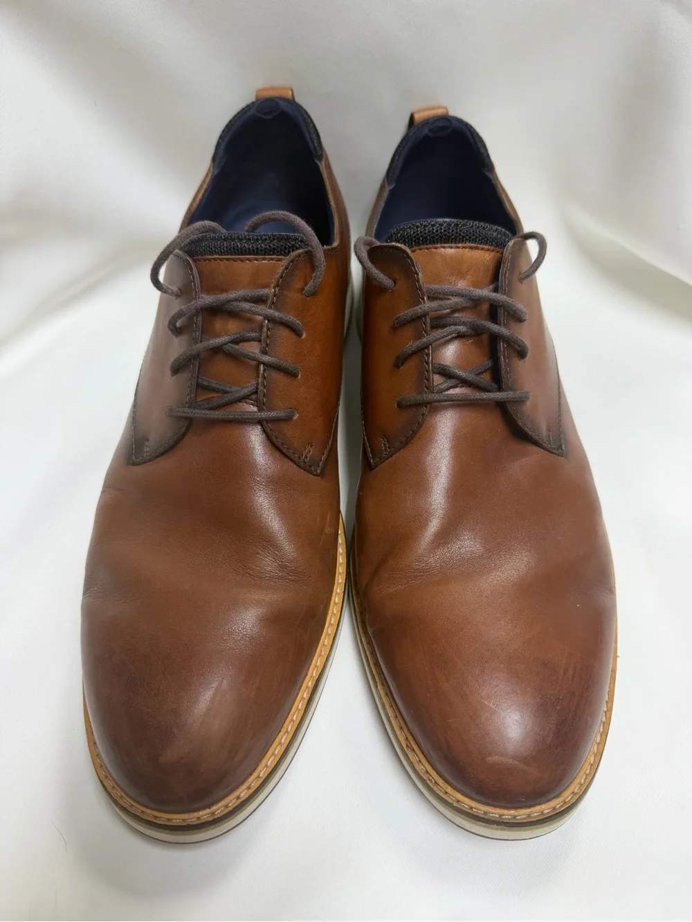 Cole Haan Brown Leather Derby Shoes with Contrast Sole